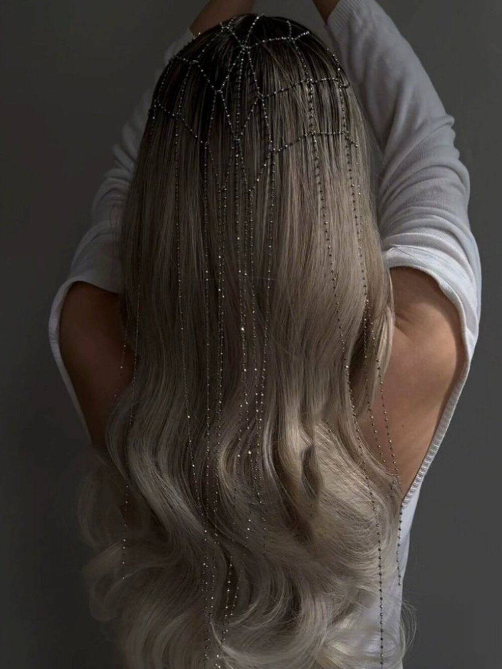 Spiderweb Rhinestone Bridal Cap Headpiece: Alternative Gothic Hair Chain for Bri